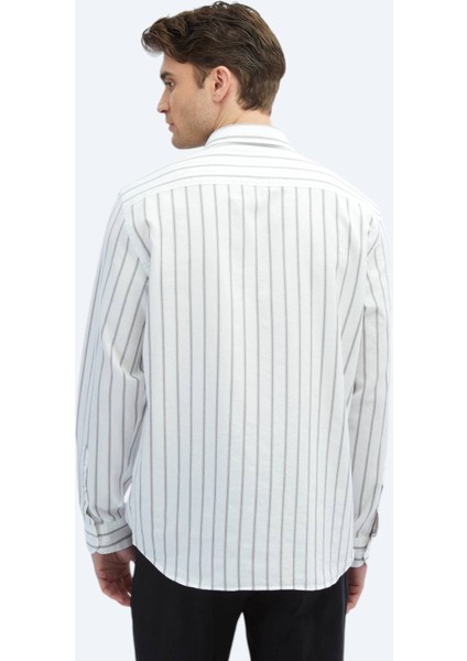 Kahverengi Çizgili Regular Fit Dokuma Casual %100 Pamuk Gömlek indirimleri