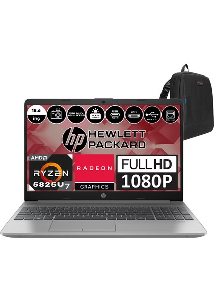 255 G9 Amd Ryzen 7 5825U 16GB 2tb SSD Radeon Vega 8 Windows 11 Home 15.6" IPS Fhd Taşınabilir Bilgisayar 6Q8N3ESH09+ Zetta Çanta