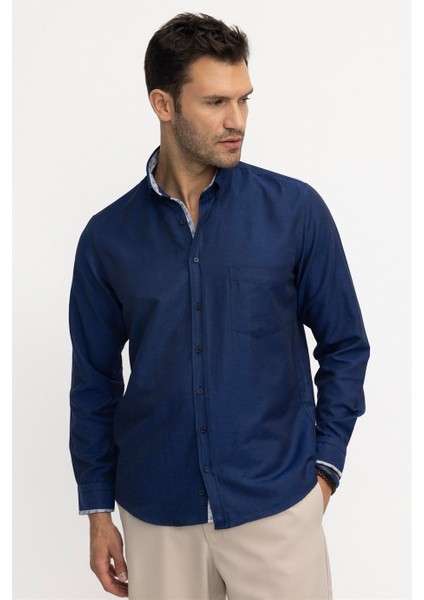 Klasik Fit Pamuklu Kolay Ütü Oxford Düz Erkek Gömlek