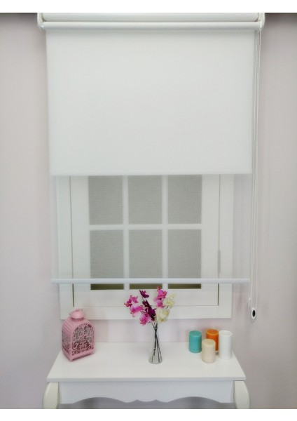 Çiftli Sistem Yeni Beyaz Keten Tül + Stor modelleri