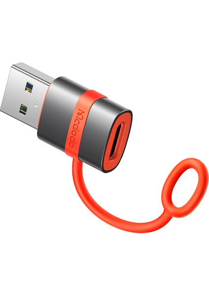 OT-3800 Usb-C To Usb-A 3.0 Adaptörü Silikon Kancalı Siyah