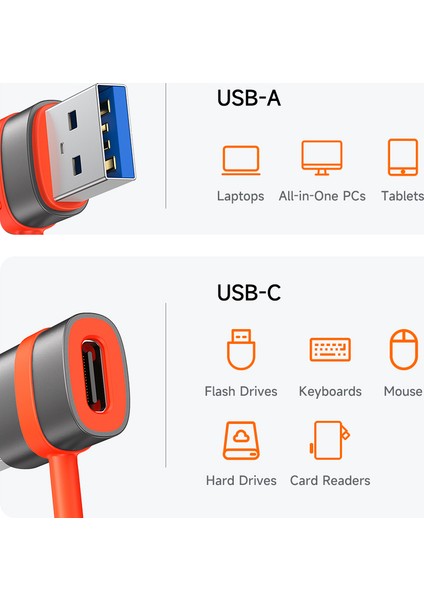OT-3800 Usb-C To Usb-A 3.0 Adaptörü Silikon Kancalı Siyah