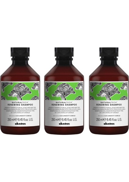 Ekonomik Üçlü Davines Naturaltech Renewing Tüm Saç Tipleri Için Şampuan 250ML - %100 Orijinal %100 Doğal