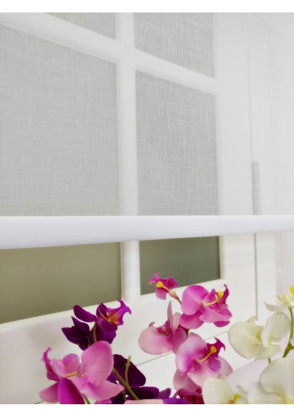 Çiftli Sistem Yeni Beyaz Keten Tül + Stor fırsatları