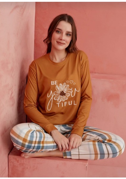 1190-15 Bayan Desenli Thermal Pijama Takımı