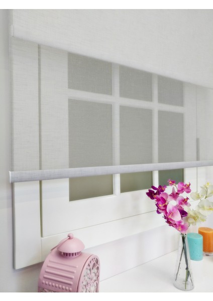 Çiftli Sistem Yeni Gri Keten Tül + Stor fiyatları