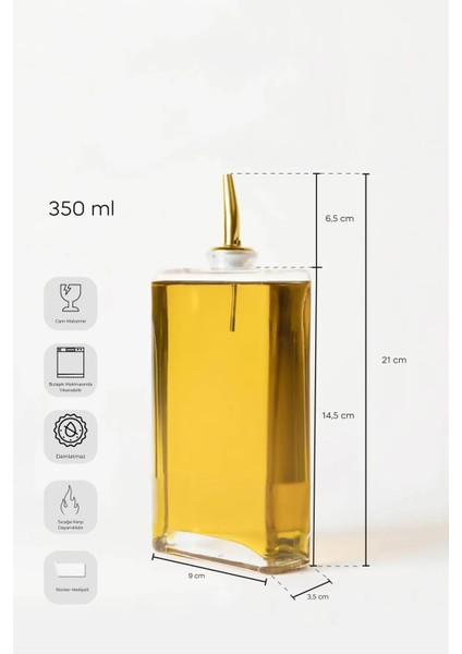 Molivet Gold Kapak 350 Ml Cam Yağdanlık-Sosluk-Sirkelik Sticker Hediyeli indirimleri