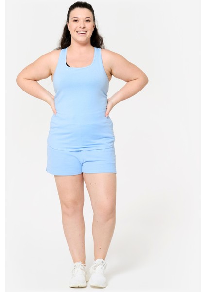 Domyos Kadın Buz Mavisi Cepli Şort - Fitness