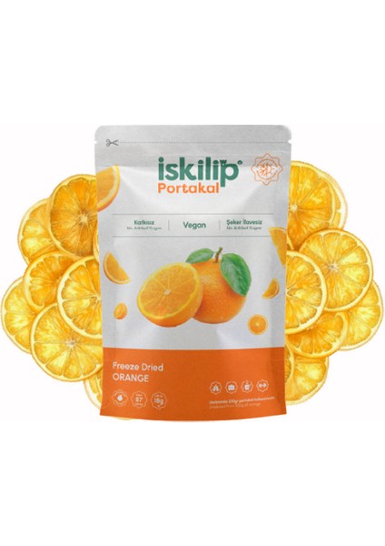 Dondurularak Kurutulmuş Portakal - Portakal Kuru Meyve Cipsi - Frezee Dried Orange - 18 gr