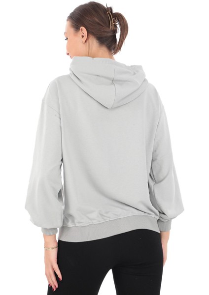 Kapüşonlu Cepli Gri Renk Sweatshirt (PCST038)