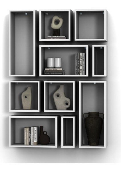 Kutu Raf - Model 9 ( Derinlik 30 cm ) Beyaz ( Parlak )