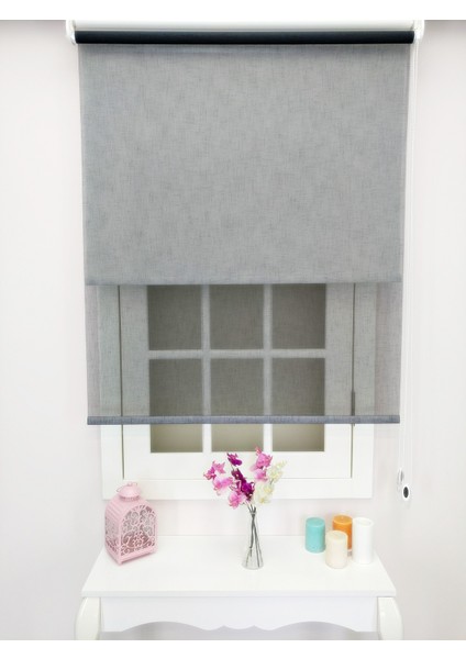 Çiftli Sistem Yeni Siyah Keten Tül + Stor modelleri