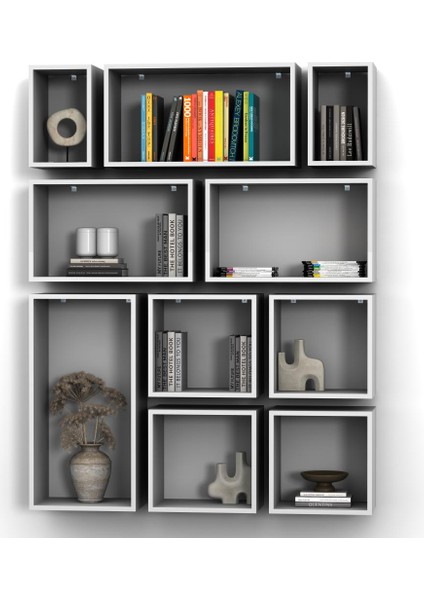 Kutu Raf - Model 8 ( Derinlik 15 cm ) Beyaz ( Mat )