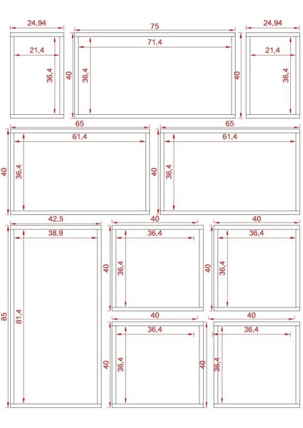 Kutu Raf - Model 8 ( Derinlik 15 cm ) Beyaz ( Mat ) fiyatları
