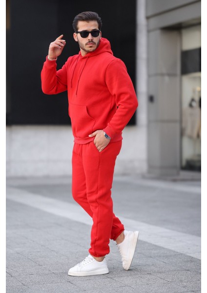 Unisex Basic Relax Fit Kırmızı Eşofman Takımı fiyatları
