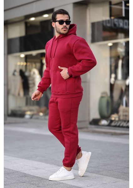 Unisex Basic Relax Fit Bordo Eşofman Takımı fiyatları