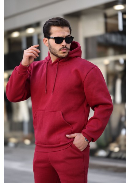 Unisex Basic Relax Fit Bordo Eşofman Takımı modelleri
