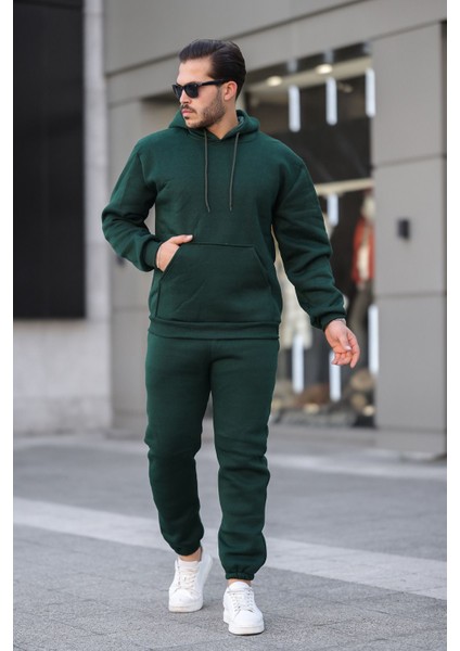 Unisex Basic Relax Fit Koyu Yeşil Eşofman Takımı