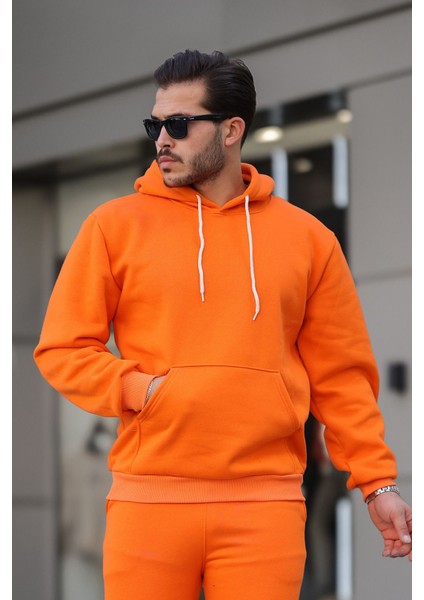 Basic Relax Fit Turuncu Hoodie Sweatshirt