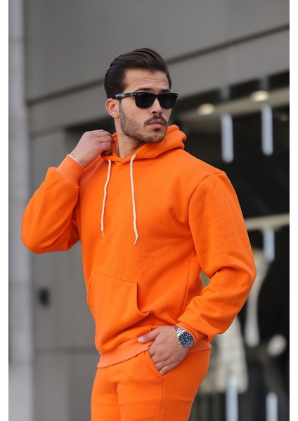 Basic Relax Fit Turuncu Hoodie Sweatshirt fiyatları