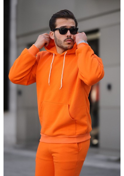 Basic Relax Fit Turuncu Hoodie Sweatshirt