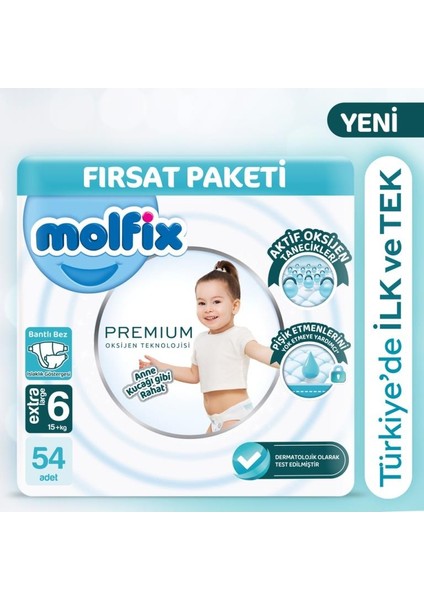 Premium Bebek Bezi Ultra Fırsat Paketi 6 Beden 15+ kg 54 Adet