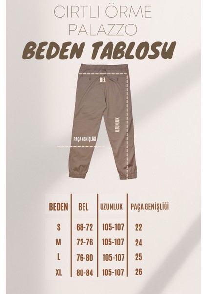 Yüksek Bel Likralı Beli Cırtlı Bol Paça Örme Palazzo Pantolon