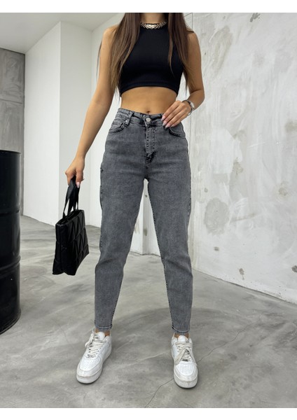 Kadın Esnek/likralıyüksek Bel Mom Jeans fiyatları