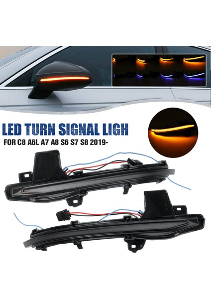 Araba Yan Ayna Dinamik LED Dönüş Sinyali Işığı C8 A6L A7 A8 S6 S7 S8 2019-2020 ile Uyumlu (Yurt Dışından)