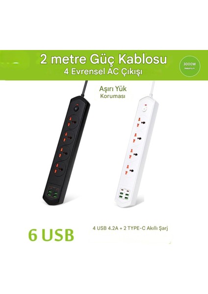 3000 W Akım Korumalı Anahtarlı Grup Priz