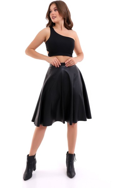 Kloş Etek Suni Deri Diz Boy fiyatları