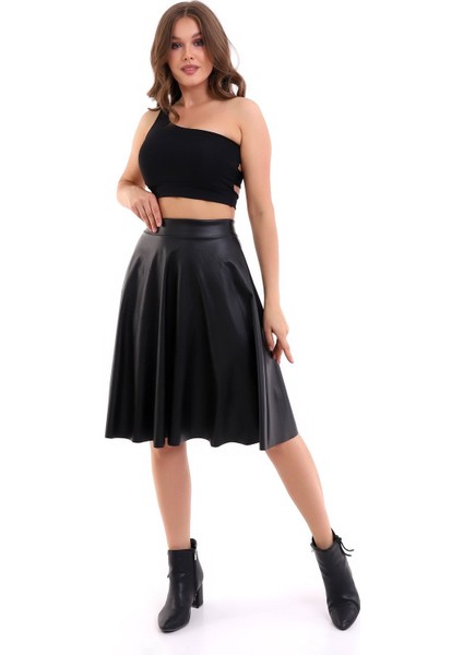 Kloş Etek Suni Deri Diz Boy fırsatları