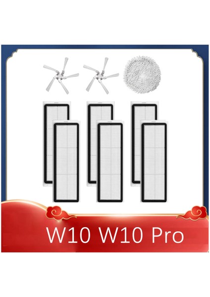 Adet W10/W10 Pro Robotlu Süpürge Aksesuarları Yıkanabilir Hepa Filtre Yan Fırça Paspas Bezi Ev (Yurt Dışından)