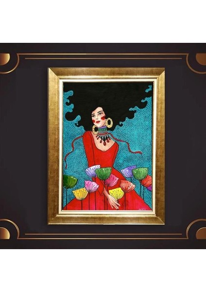 Altın Çerçeveli Paspartulu Tablo UP238