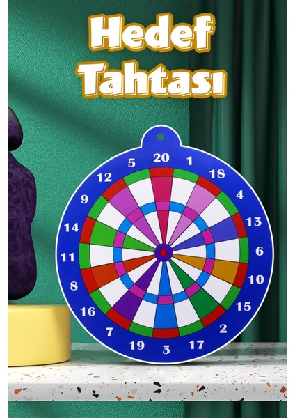 Mıknatıslı Dart Seti Mini Boy Dart Oyunu Duvara Zarar Vermeyen Iğnesiz Dart Atma 3 Oklu Çap: 28 cm