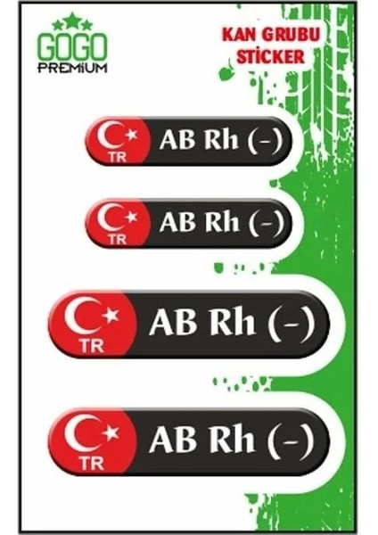 Kan Grubu Ab Rh(-) Siyah Dörtlü Damla Etiket