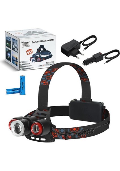 WT-632 Cree T6 6.000 Lümen Yağmur Suyu Geçirmez Kafa Lambası