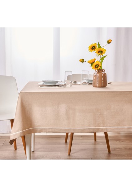Soft Biyeli Masa Örtüsü - Bej - 140X180 cm