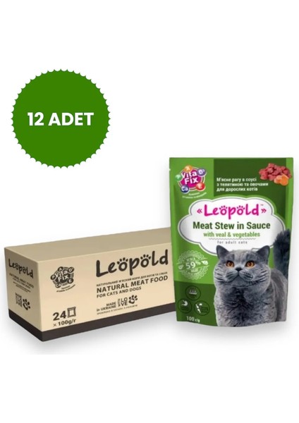 Leöpöld Premium Pouch Yetişkin Kuzulu Kedi Yaş Maması 12×100 gr