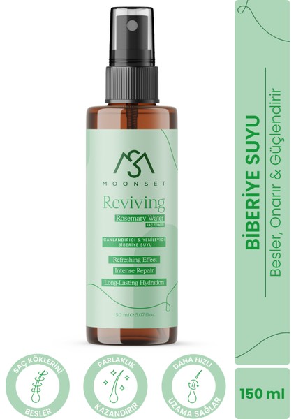 Biberiye Suyu Özlü Saç Toniği - Doğal Vegan İçerik, Saç köklerini güçlendiren Bitkisel Bakım, Tüm Saç Tipleri İçin Uygun 150 ml