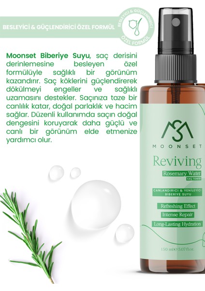 Biberiye Suyu Özlü Saç Toniği - Doğal Vegan İçerik, Saç köklerini güçlendiren Bitkisel Bakım, Tüm Saç Tipleri İçin Uygun 150 ml indirimleri