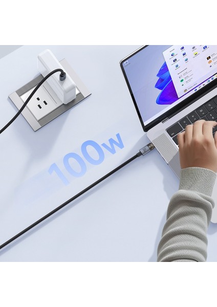 CA-5580 Typ-C To Typ-C 100W 1.2m Şeffaf Kablo- Otg
