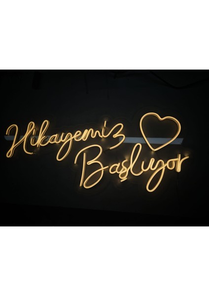 Hikayemiz Başlıyor Neon LED Duvar Dekarasyon Günışığı 35*75 cm fiyatları