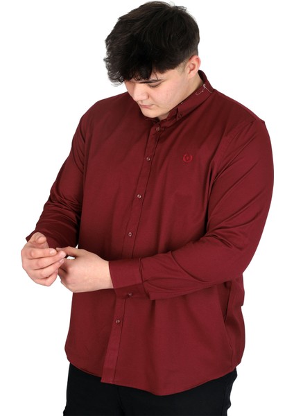 Mode Xl Büyük Beden Erkek Uzun Kol Gömlek Klasik Oxford U20368 Mürdüm fiyatları