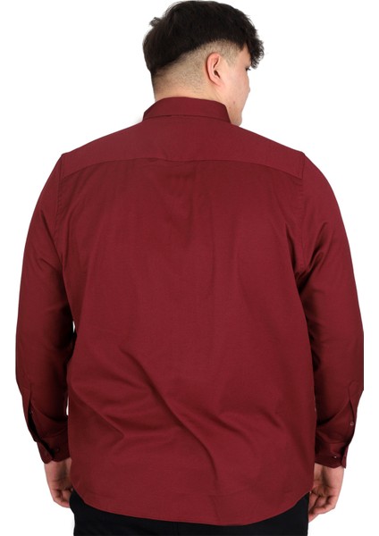 Mode Xl Büyük Beden Erkek Uzun Kol Gömlek Klasik Oxford U20368 Mürdüm fırsatları