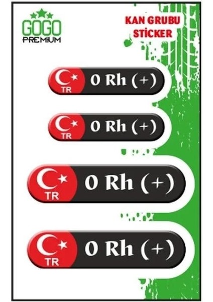Kan Grubu 0 Rh(+) Siyah Dörtlü Damla Etiket