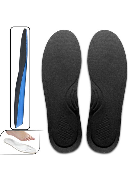 Ortopedik Memory Foam Tabanlık, Konfor & Rahat Ark Takviyeli, Şok Emici Ayakkabı Tabanı, Siyah