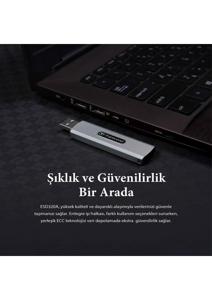 USB 10GBPS 1050/950MB/S Gizlenebilir Başlıklı Taşınabilir Metal Kasa SSD