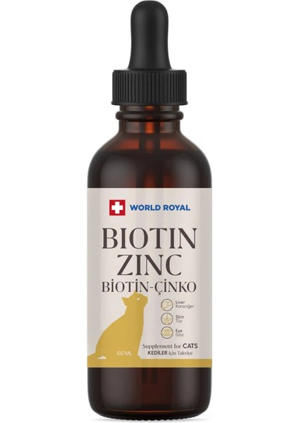 Kediler Için Tüy Dökümü Engelleyici Tüy Sağlığı Damla Biotin-Çinko 100 Ml.