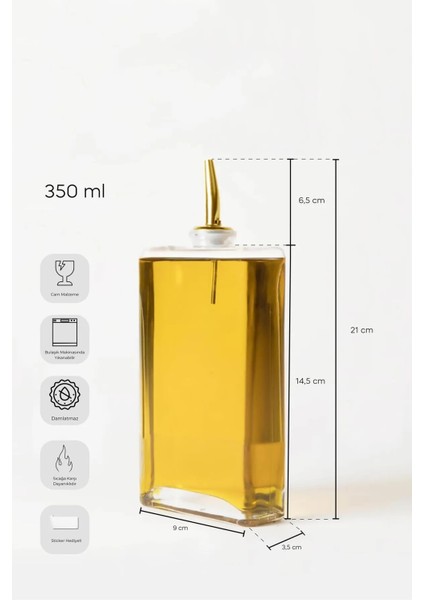 Molivet 3'Lü Gold Kapak Cam Yağdanlık Sosluk Sirkelik 350-500-750 Ml Sticker Hediyeli indirimleri